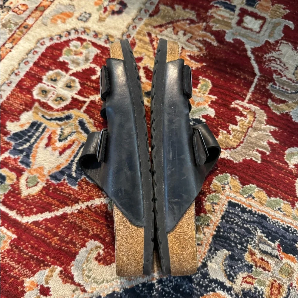 Birkenstock Arizona Black Leather Sandals 41 Women’s Size 10 Men’s Size 8 - Picture 7 of 8